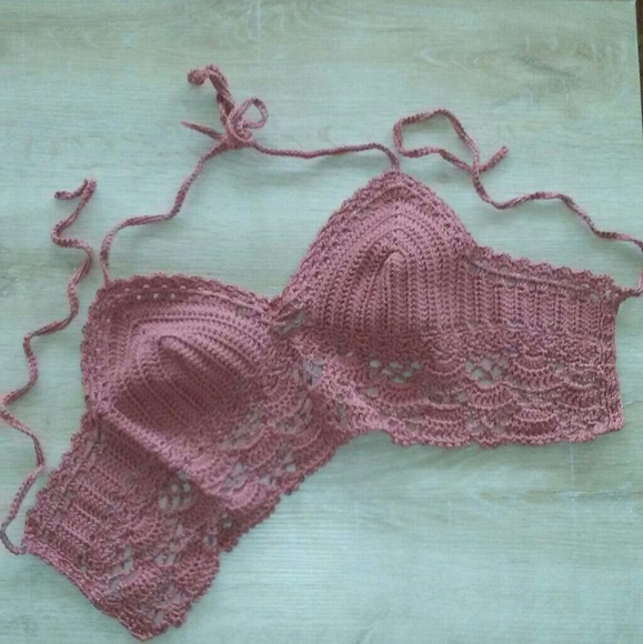 💎 Handmade Crochet Crop Top / Swim Cover Up - Picture 2 of 3